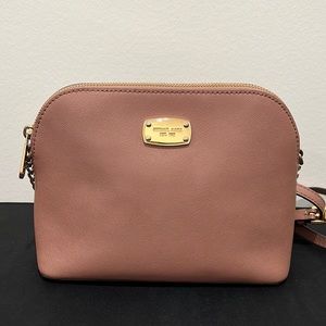 Michael Kors Dusty Pink Crossgrain Leather Crossbody Bag